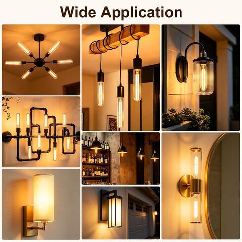 T10 LED Bulb 7.3 Inch Dimmable 185MM Long Tubular Light Bulb E26 6W Equal 60 Watt Edison Light Bulbs 600LM 2700K Warm White AC120V for Chandelier Industrial Wall Sconces Pendant Vanity, 2 Pack in Kuwait
