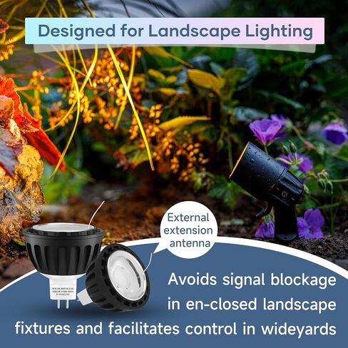 Gardencoin MR16 LED Bulb Color Changing, RGBCW Smart GU5.3 LED Bulbs Dimmable, 6W 12V Bi-Pin Base, Spotlight Bulbs Replacement for Halloween & Christmas Outdoor, WiFi Bluetooth Control (6 Pack) in Kuwait