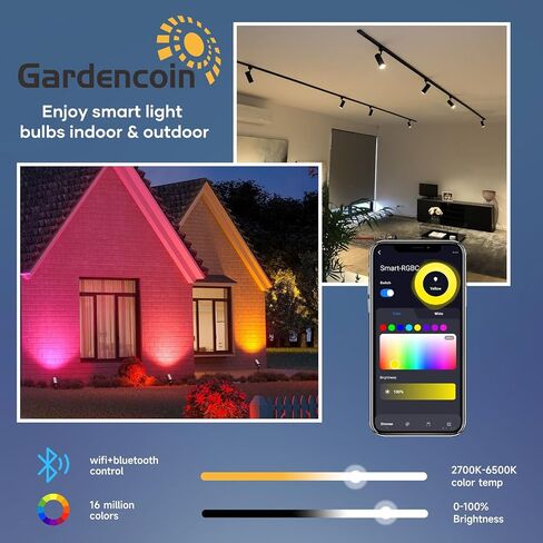 Gardencoin MR16 LED Bulb Color Changing, RGBCW Smart GU5.3 LED Bulbs Dimmable, 6W 12V Bi-Pin Base, Spotlight Bulbs Replacement for Halloween & Christmas Outdoor, WiFi Bluetooth Control (6 Pack) in Kuwait