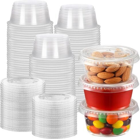 2oz Jello Shot Cups with Lids - 200Sets Disposable Plastic Cup, Souffle Cups for Parties,Graduation & Cocktail Events,BPA-Free & Leakproof in Kuwait