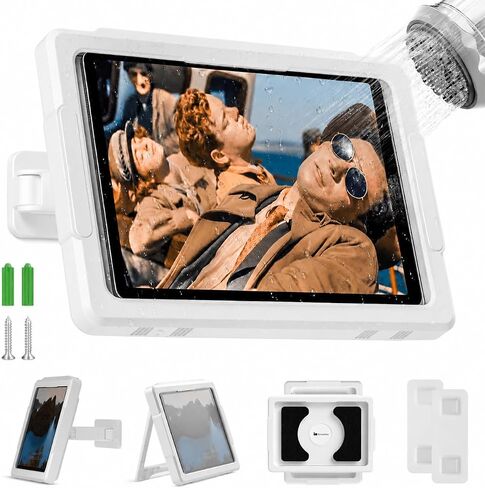 حامل iPad للاستحمام مقاوم للماء مع دوران 480 درجة قابل للسحب وقابل للتعديل، يثبت على الحائط حتى 11 بوصة، حامل تابلت للاستحمام لحوض الاستحمام في الحمام، 2 لاصق، مناسب لجهاز iPad، iPad Pro 11 (أبيض) in Kuwait