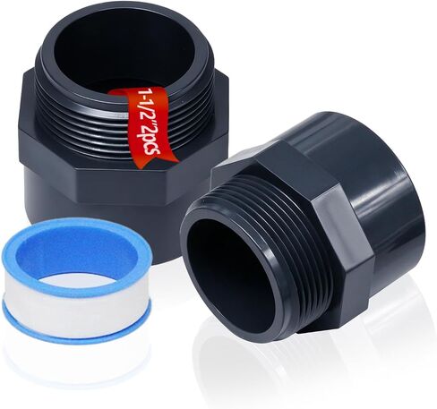 2 قطعة 1-1/2 بوصة ذكر الموضوع رمادي تركيبات PVC 2-Way PVC الأنابيب اقتران لموصلات المحول مع 1.5 "ذكر الموضوع PVC موصلات الأنابيب للتركيبات in Kuwait