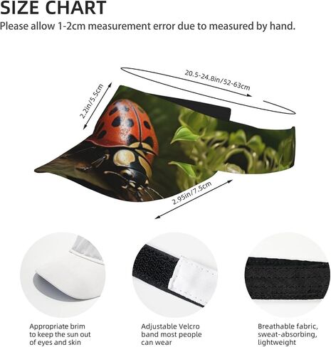 Beautiful Ladybug2 Print Sports Sun Visor Hats Adjustable Running Golf Tennis Sun Cap for Women Men Black in Saudi Arabia