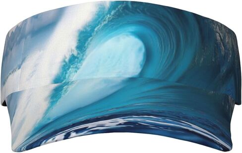 Big Ocean Wave HD Print Sports Sun Visor Hats Adjustable Running Golf Tennis Sun Cap for Women Men Black in Saudi Arabia