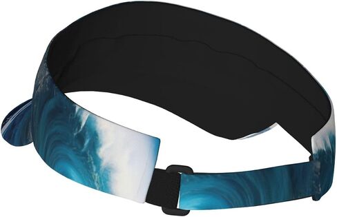 Big Ocean Wave HD Print Sports Sun Visor Hats Adjustable Running Golf Tennis Sun Cap for Women Men Black in Saudi Arabia