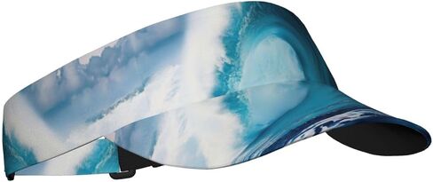 Big Ocean Wave HD Print Sports Sun Visor Hats Adjustable Running Golf Tennis Sun Cap for Women Men Black in Saudi Arabia