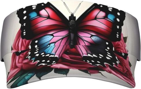 Rose and Butterfly Print Sports Sun Visor Hats Adjustable Running Golf Tennis Sun Cap for Women Men in Saudi Arabia