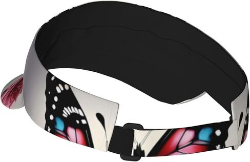 Rose and Butterfly Print Sports Sun Visor Hats Adjustable Running Golf Tennis Sun Cap for Women Men in Saudi Arabia