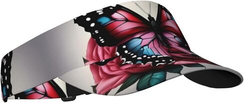 Rose and Butterfly Print Sports Sun Visor Hats Adjustable Running Golf Tennis Sun Cap for Women Men in Saudi Arabia