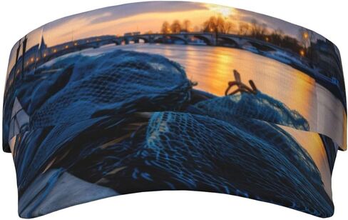 Fishing Net Print Sports Sun Visor Hats Adjustable Running Golf Tennis Sun Cap for Women Men Black in Kuwait