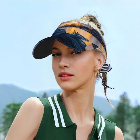 Fishing Net Print Sports Sun Visor Hats Adjustable Running Golf Tennis Sun Cap for Women Men Black in Kuwait