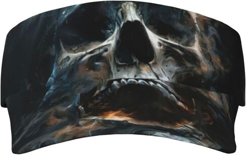Horror Ghost Skull Print Sports Sun Visor Hats Adjustable Running Golf Tennis Sun Cap for Women Men Black in Saudi Arabia