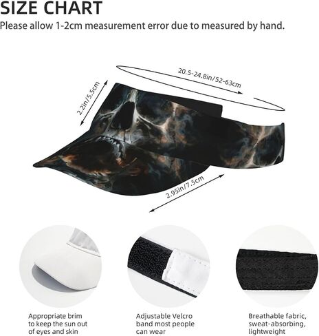 Horror Ghost Skull Print Sports Sun Visor Hats Adjustable Running Golf Tennis Sun Cap for Women Men Black in Saudi Arabia