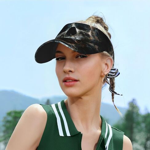 Horror Ghost Skull Print Sports Sun Visor Hats Adjustable Running Golf Tennis Sun Cap for Women Men Black in Saudi Arabia