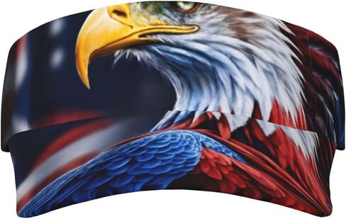 American Bald Eagle Print Sports Sun Visor Hats Adjustable Running Golf Tennis Sun Cap for Women Men Black in Saudi Arabia
