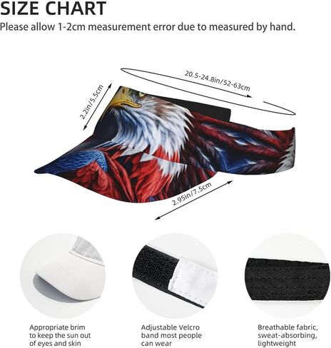 American Bald Eagle Print Sports Sun Visor Hats Adjustable Running Golf Tennis Sun Cap for Women Men Black in Saudi Arabia