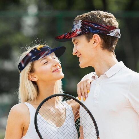 American Bald Eagle Print Sports Sun Visor Hats Adjustable Running Golf Tennis Sun Cap for Women Men Black in Saudi Arabia