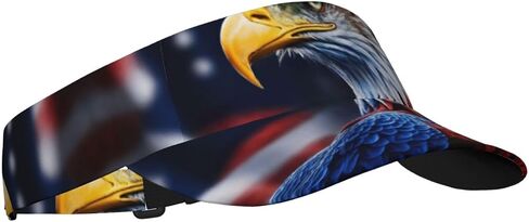 American Bald Eagle Print Sports Sun Visor Hats Adjustable Running Golf Tennis Sun Cap for Women Men Black in Saudi Arabia