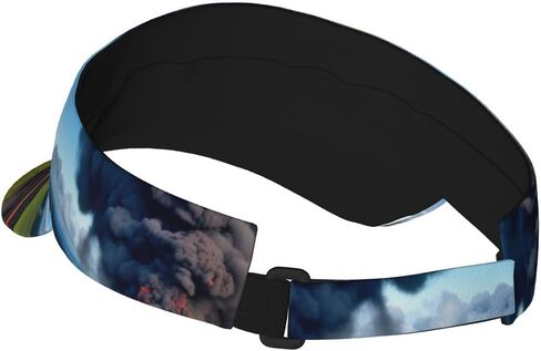 Kilauea Volcano Bloom Print Sports Sun Visor Hats Adjustable Running Golf Tennis Sun Cap for Women Men Black in Saudi Arabia
