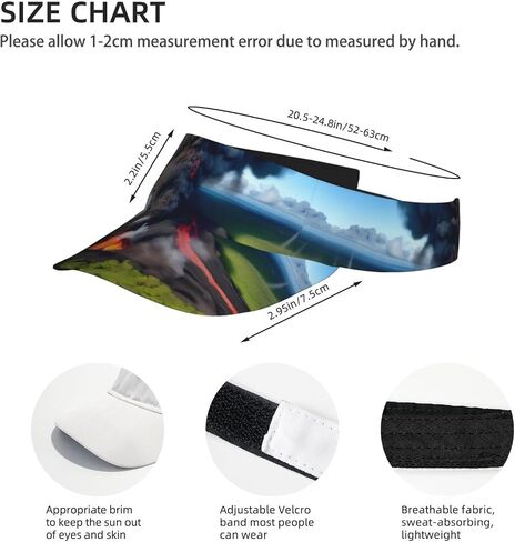 Kilauea Volcano Bloom Print Sports Sun Visor Hats Adjustable Running Golf Tennis Sun Cap for Women Men Black in Saudi Arabia