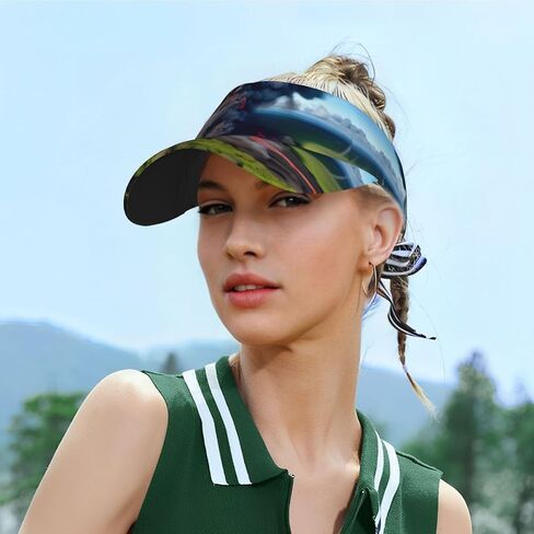 Kilauea Volcano Bloom Print Sports Sun Visor Hats Adjustable Running Golf Tennis Sun Cap for Women Men Black in Saudi Arabia