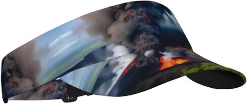 Kilauea Volcano Bloom Print Sports Sun Visor Hats Adjustable Running Golf Tennis Sun Cap for Women Men Black in Saudi Arabia
