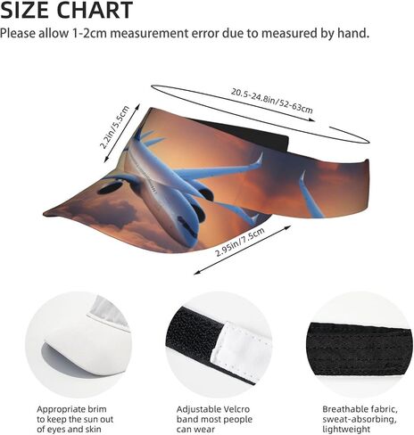 Beautiful Sky Airplane Print Sports Sun Visor Hats Adjustable Running Golf Tennis Sun Cap for Women Men in Saudi Arabia