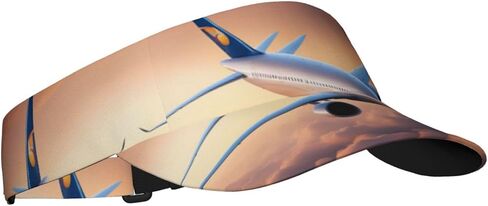 Beautiful Sky Airplane Print Sports Sun Visor Hats Adjustable Running Golf Tennis Sun Cap for Women Men in Saudi Arabia