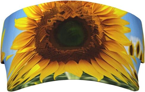 Yellow Sunflower Print Sports Sun Visor Hats Adjustable Running Golf Tennis Sun Cap for Women Men in Saudi Arabia
