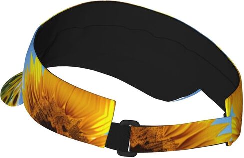 Yellow Sunflower Print Sports Sun Visor Hats Adjustable Running Golf Tennis Sun Cap for Women Men in Saudi Arabia