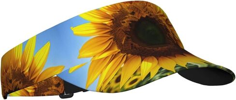 Yellow Sunflower Print Sports Sun Visor Hats Adjustable Running Golf Tennis Sun Cap for Women Men in Saudi Arabia