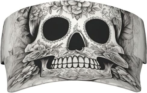 Mexican Skull Print Sports Sun Visor Hats Adjustable Running Golf Tennis Sun Cap for Women Men Black in Saudi Arabia