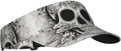 Mexican Skull Print Sports Sun Visor Hats Adjustable Running Golf Tennis Sun Cap for Women Men Black in Saudi Arabia