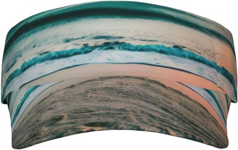 Beach Sunset Theme Print Sports Sun Visor Hats Adjustable Running Golf Tennis Sun Cap for Women Men Black in Saudi Arabia