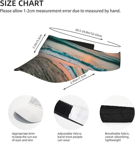 Beach Sunset Theme Print Sports Sun Visor Hats Adjustable Running Golf Tennis Sun Cap for Women Men Black in Saudi Arabia