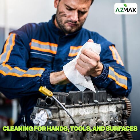 مناديل تنظيف متعددة الأسطح من A-Z Max، 77 مناديل تنظيف كبيرة جدًا مقاس 12 × 9 بوصة شديدة التحمل يمكن التخلص منها لمرآب السيارات المنزلي، مناديل مغلفة بشكل فردي، عبوتان in Kuwait