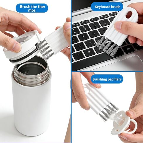 2PCS Flexible Gap Brush Multi-Use Crevice Cleaning Tool Keyboard, Dishwasher Air Gap Cleaning Tool for Cup Lids, Bottle Cap Grooves, Cushion Combs & Tight Spaces, White in Kuwait