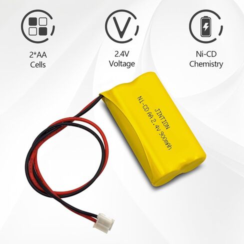 JINTION 2.4V 900mAh Ni-Cd استبدال البطارية لـ Exitronix 10010034 Interstate NIC1394 BEL-179 Custom-179 6200RP EBE-179 أضواء خروج الطوارئ، 2 حزمة in Kuwait