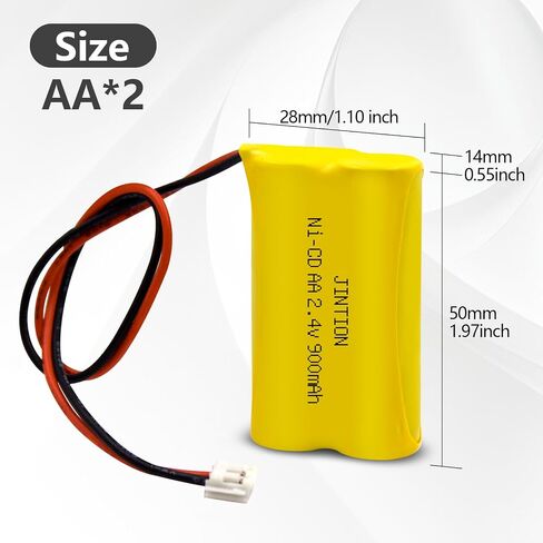 JINTION 2.4V 900mAh Ni-Cd استبدال البطارية لـ Exitronix 10010034 Interstate NIC1394 BEL-179 Custom-179 6200RP EBE-179 أضواء خروج الطوارئ، 2 حزمة in Kuwait