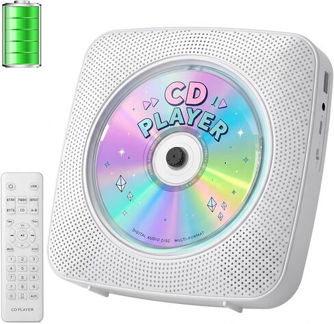 Gueray CD Player Portable Bluetooth CD Players for Home Rechargeable | Desktop Wall Mountable Portable CD Player Dual Speakers 1800mAh Boombox FM Radio MP3 Music Player Small CD Player in Saudi Arabia