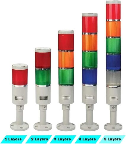 ATO Stack Light، فلاش LED، تيار متردد 110 فولت، برج الإشارة الصناعية، مع مصباح تحذير إنذار الجرس، لمحطات التشغيل، أضواء الاتصال، مراقبة الماكينة (3 طبقات) in Kuwait