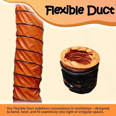 33ft Flexible Duct Hose for Ventilation - Adjustable PVC Duct with Steel Wire for Blower Fans, Portable AC, and More(L10mx60cm) in Kuwait