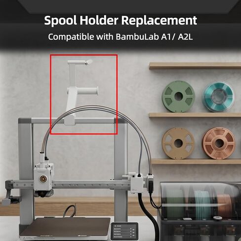 استبدال حامل البكرة متوافق مع BambuLab A1/ A2L: حامل خيوط مع موصل أنبوب PTFE لدعم ملحقات الطابعة ثلاثية الأبعاد لفات المستهلكة in Kuwait