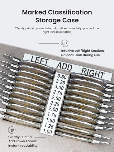 22Pcs Progressive Multifocal Trial Lens Set - Aluminum Case Lens Test kit ADD 1.00-3.50 for Vision Testing in Kuwait