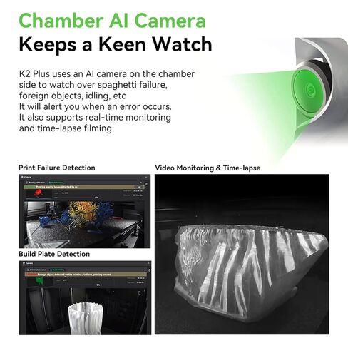 كاميرا Creality K2 Plus AI Chamber، كاميرا ذكية متقدمة، كاميرات الطابعة ثلاثية الأبعاد K2P الأصلية لـ K2 Plus/Combo، تحقيق شاشة في الوقت الحقيقي، فيلم الفاصل الزمني، فشل السباغيتي، اكتشاف لوحة البناء in Kuwait