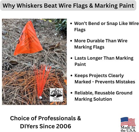 Orange 6 in. Ground Markers with Aluminum Stakes, 25-Pack, High Visibility | Lightweight Aluminum Stakes, Property Line Markers, Surveying, Made in USA in Kuwait