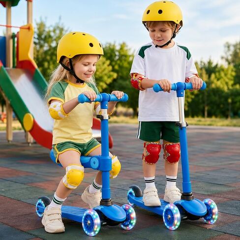 Kids Scooter for Ages 3-8, 3 Wheel Toddler Scooter with Seat & Magnetic LED Light-Up Wheels, Adjustable Height, Lean-to-Steer Kick Scooter for Boys Girls, Perfect Birthday in Saudi Arabia