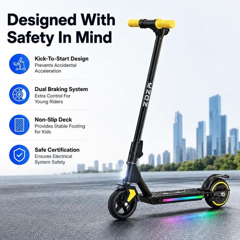 Electric Scooter for Kids, 10 MPH Max Speed, LED Display, Foldable, Dual Brakes,Lights, Lightweight, Kids Electric Scooter for 6+,Excellent Present Choice for Boys and Girls in Kuwait