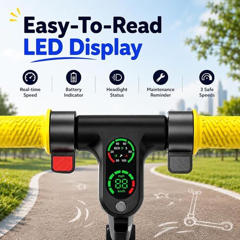 Electric Scooter for Kids, 10 MPH Max Speed, LED Display, Foldable, Dual Brakes,Lights, Lightweight, Kids Electric Scooter for 6+,Excellent Present Choice for Boys and Girls in Kuwait