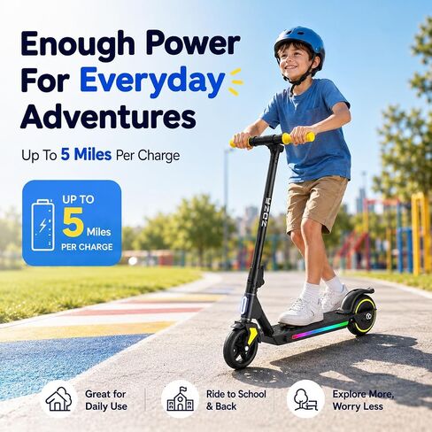 Electric Scooter for Kids, 10 MPH Max Speed, LED Display, Foldable, Dual Brakes,Lights, Lightweight, Kids Electric Scooter for 6+,Excellent Present Choice for Boys and Girls in Kuwait